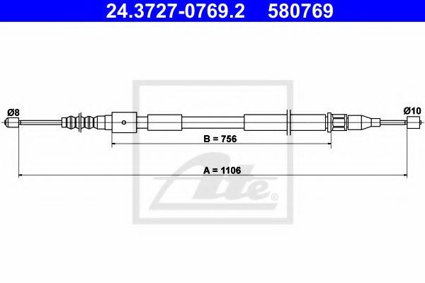 Трос ручника ATE 24.3727-0769.2