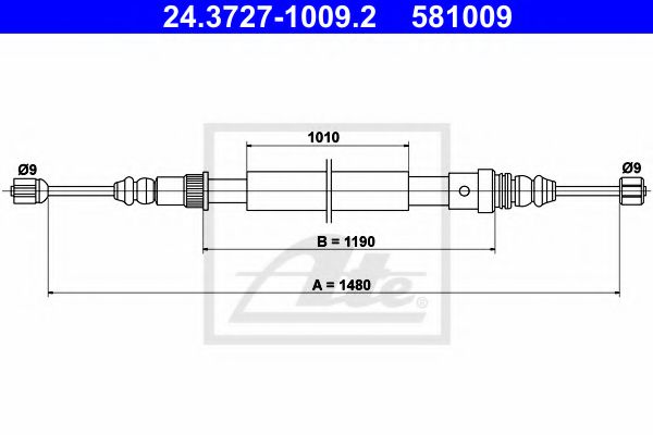 Трос ручника ATE 24.3727-1009.2