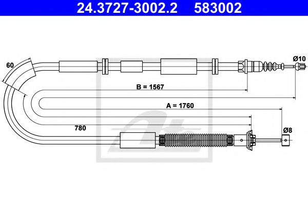 Трос ручника ATE 24.3727-3002.2