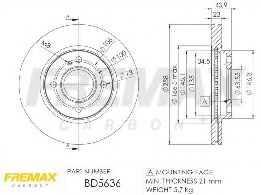 Тормозной диск FREMAX BD-5636 Premium Carbon +