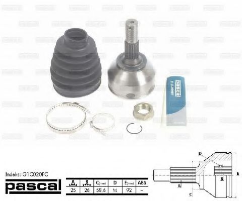 Комплект ШРУСов PASCAL G1C020PC