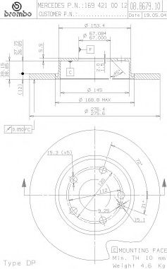 Тормозной диск BREMBO 08.8679.11