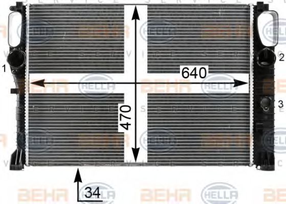 Радиатор, охлаждение двигателя BEHR HELLA SERVICE 8MK 376 700-594 BEHR HELLA SERVICE Version ALTERNATIVE