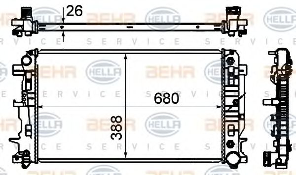 Радиатор, охлаждение двигателя BEHR HELLA SERVICE 8MK 376 701-014 BEHR HELLA SERVICE Version ALTERNATIVE