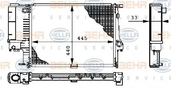Радіатор, охолодження двигуна BEHR HELLA SERVICE 8MK 376 711-084