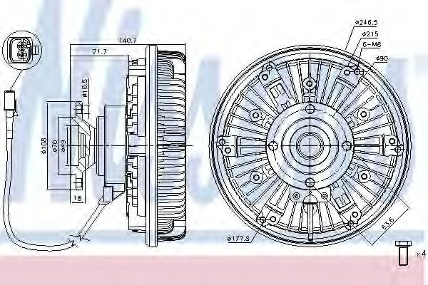 Вязкостная муфта вентилятора охлаждения NISSENS 86024