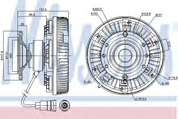 Вязкостная муфта вентилятора охлаждения NISSENS 86028