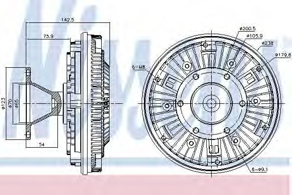Вязкостная муфта вентилятора охлаждения NISSENS 86051