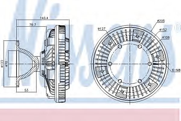 Вязкостная муфта вентилятора охлаждения NISSENS 86069