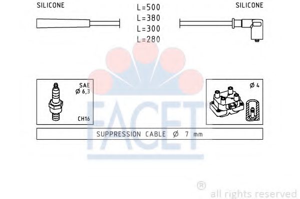Комплект высоковольтных проводов FACET 4.7252