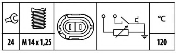 Датчик, температура охолоджуючої рідини HELLA 6PT 009 309-481 - Фото 1