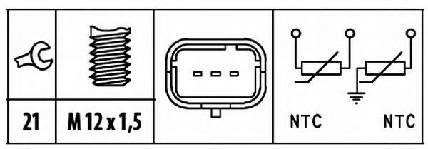 Датчик, температура охолоджуючої рідини HELLA 6PT 009 309-521 - Фото 1