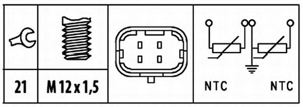 Датчик, температура охолоджуючої рідини HELLA 6PT 009 309-581 - Фото 1