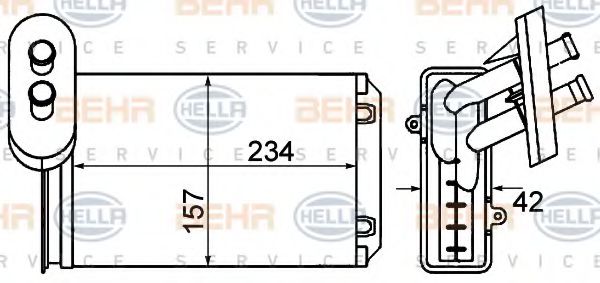 Радиатор отопителя HELLA 8FH 351 001-611