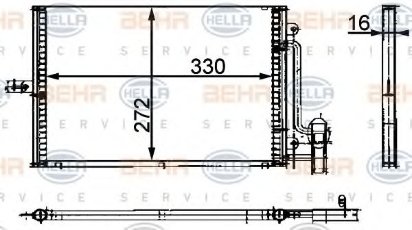 Радиатор кондиционера HELLA 8FC 351 300-694 BEHR HELLA SERVICE Version ALTERNATIVE
