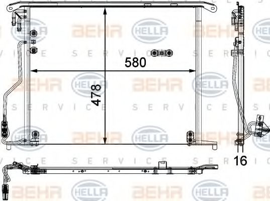 Радиатор кондиционера HELLA 8FC 351 301-174 BEHR HELLA SERVICE Version ALTERNATIVE