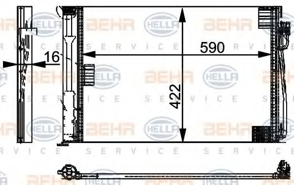 Радиатор кондиционера HELLA 8FC 351 301-324 BEHR HELLA SERVICE Version ALTERNATIVE
