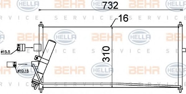 Радиатор кондиционера HELLA 8FC 351 302-521 BEHR HELLA SERVICE