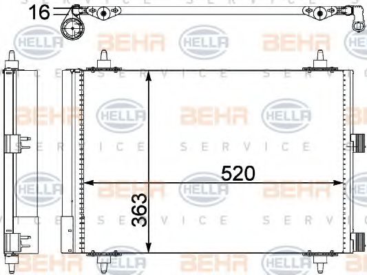 Радиатор кондиционера HELLA 8FC 351 303-374 BEHR HELLA SERVICE Version ALTERNATIVE