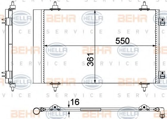Радиатор кондиционера HELLA 8FC 351 304-284 BEHR HELLA SERVICE Version ALTERNATIVE