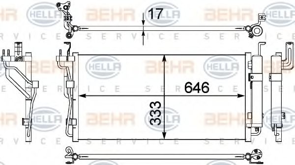 Радиатор кондиционера HELLA 8FC 351 304-401