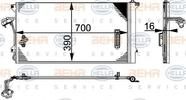 Радиатор кондиционера HELLA 8FC 351 317-464 BEHR HELLA SERVICE Version ALTERNATIVE