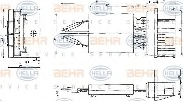 Реостат вентилятора отопителя HELLA 9ML 351 332-401