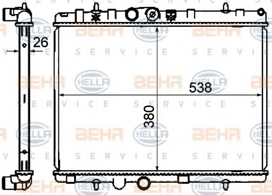 Радиатор, охлаждение двигателя HELLA 8MK 376 700-234 BEHR HELLA SERVICE Version ALTERNATIVE