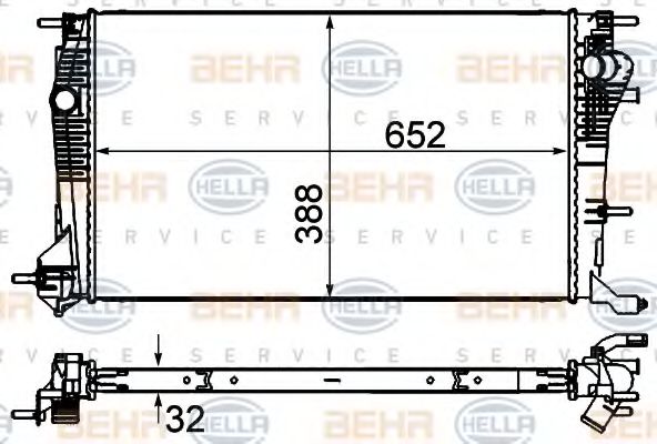 Радиатор, охлаждение двигателя HELLA 8MK 376 700-424 BEHR HELLA SERVICE Version ALTERNATIVE