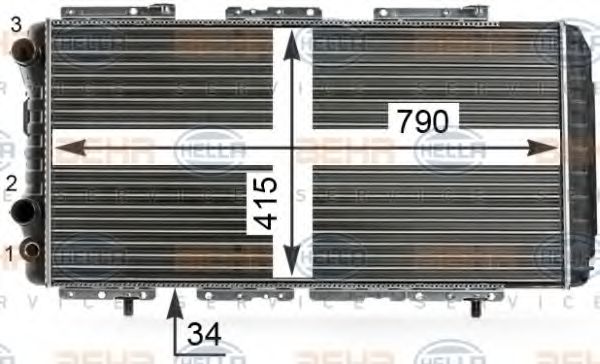 Радіатор, охолодження двигуна HELLA 8MK 376 700-564
