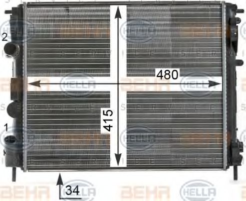 Радіатор, охолодження двигуна HELLA 8MK 376 700-574