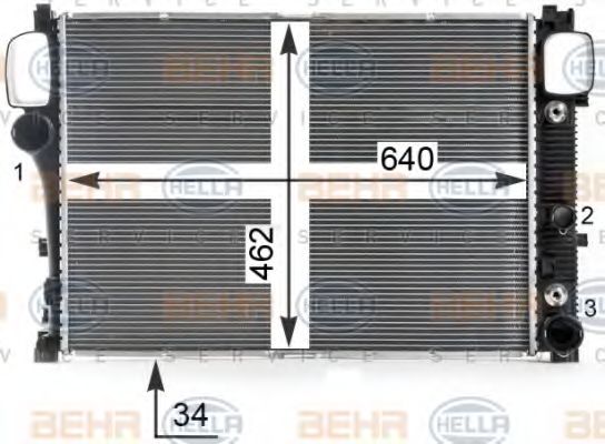 Радиатор, охлаждение двигателя HELLA 8MK 376 700-614 BEHR HELLA SERVICE Version ALTERNATIVE