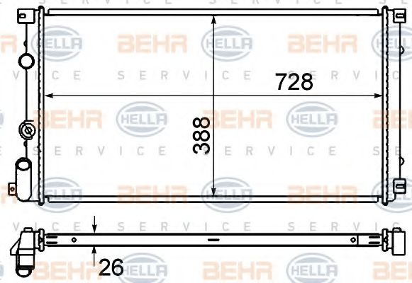 Радіатор, охолодження двигуна HELLA 8MK 376 700-654
