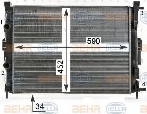 Радиатор, охлаждение двигателя HELLA 8MK 376 700-684 BEHR HELLA SERVICE