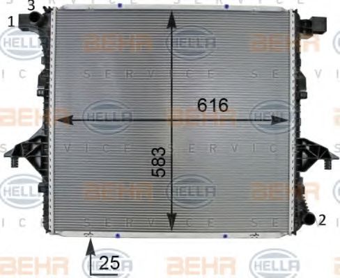Радиатор, охлаждение двигателя HELLA 8MK 376 701-311