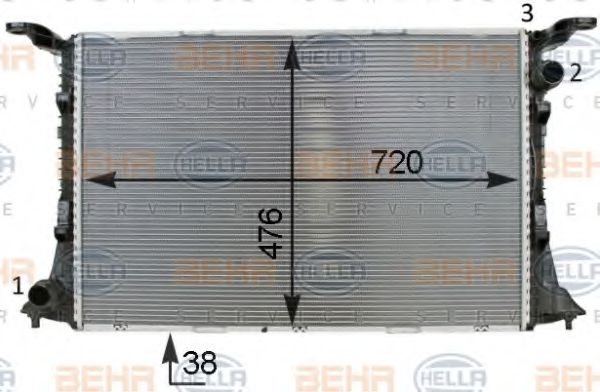Радиатор, охлаждение двигателя HELLA 8MK 376 701-341
