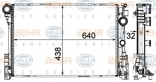 Радиатор, охлаждение двигателя HELLA 8MK 376 701-411