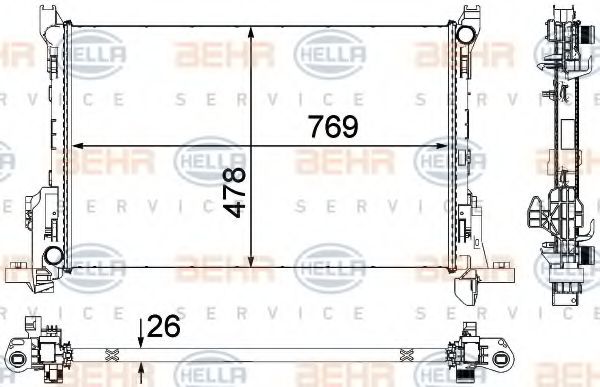 Радиатор, охлаждение двигателя HELLA 8MK 376 701-581