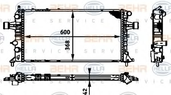 Радіатор, охолодження двигуна HELLA 8MK 376 713-024