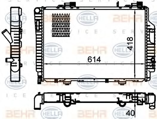 Радиатор, охлаждение двигателя HELLA 8MK 376 717-264 BEHR HELLA SERVICE Version ALTERNATIVE