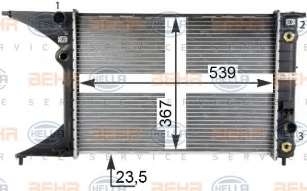 Радиатор, охлаждение двигателя HELLA 8MK 376 718-654 BEHR HELLA SERVICE Version ALTERNATIVE