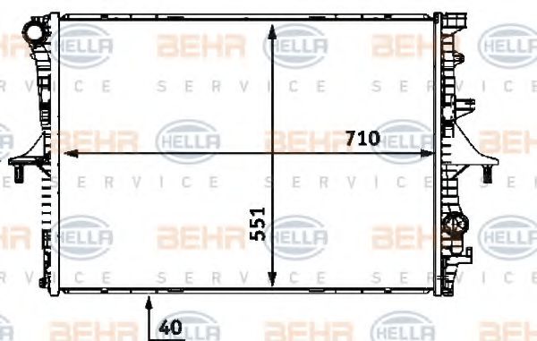 Радиатор, охлаждение двигателя HELLA 8MK 376 719-004 BEHR HELLA SERVICE Version ALTERNATIVE