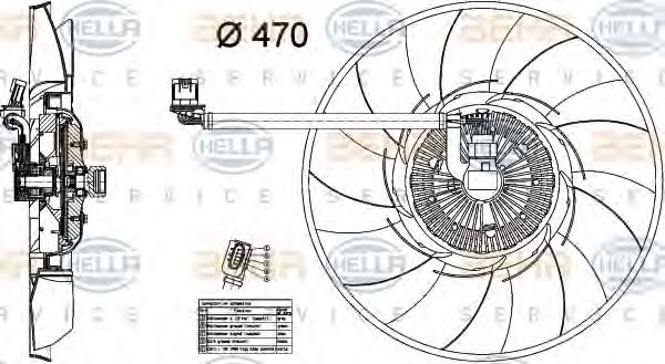 Вентилятор охлаждения HELLA 8MV 376 734-461 BEHR HELLA SERVICE