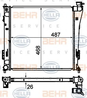 Радиатор, охлаждение двигателя HELLA 8MK 376 735-271