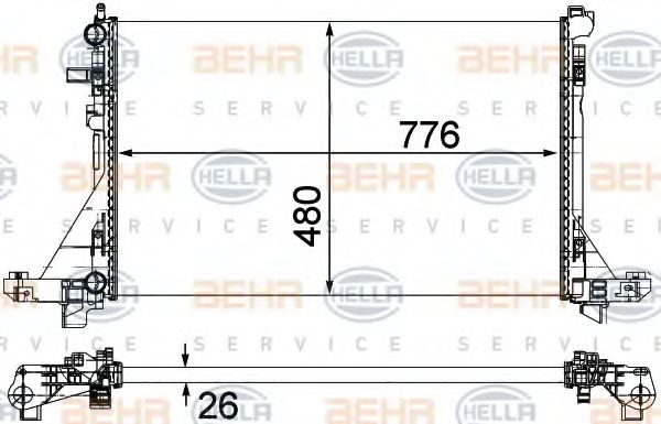 Радиатор, охлаждение двигателя HELLA 8MK 376 737-091