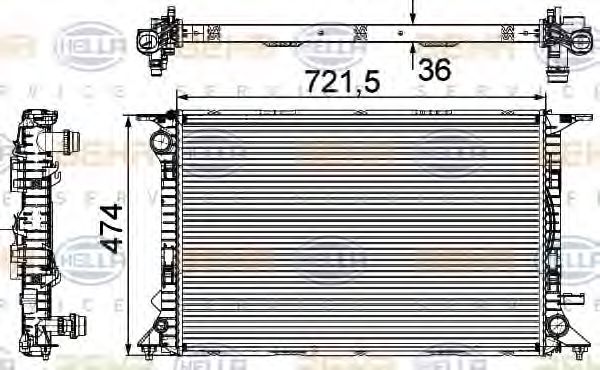 Радиатор, охлаждение двигателя HELLA 8MK 376 745-644 BEHR HELLA SERVICE Version ALTERNATIVE