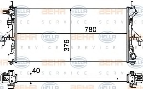 Радиатор, охлаждение двигателя HELLA 8MK 376 750-431