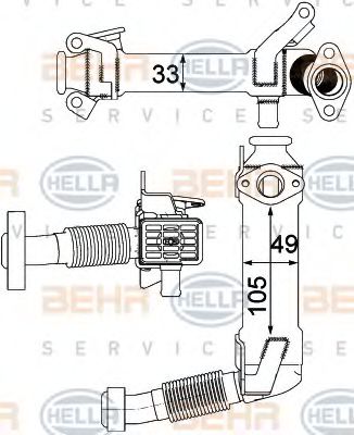 Радиатор, рециркуляция ОГ HELLA 8ME 376 750-761
