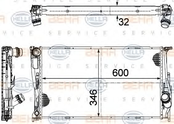 Радиатор, охлаждение двигателя HELLA 8MK 376 754-004 BEHR HELLA SERVICE Version ALTERNATIVE
