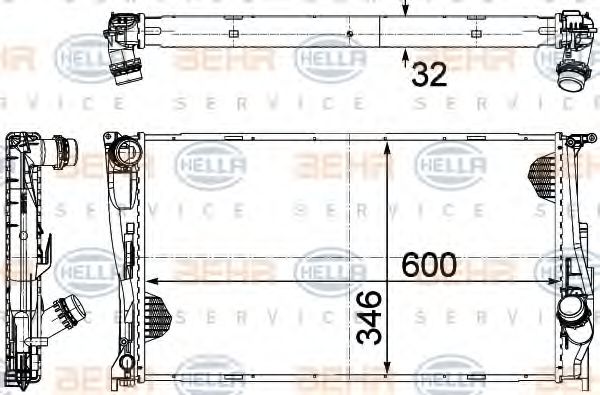 Радиатор, охлаждение двигателя HELLA 8MK 376 754-014 BEHR HELLA SERVICE Version ALTERNATIVE